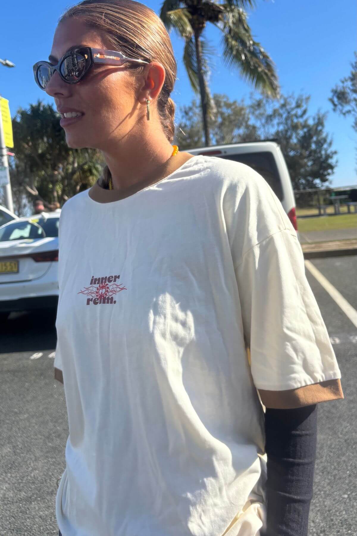 Fireplace Ringer Tee | Bone