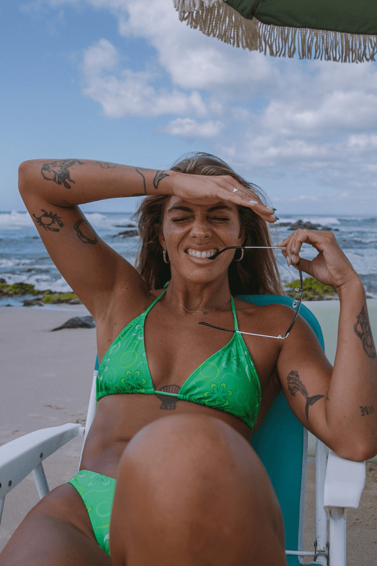 Inner Relm All Day Triangle Top Green Meadow in Green – Bikini Tops, view 8
