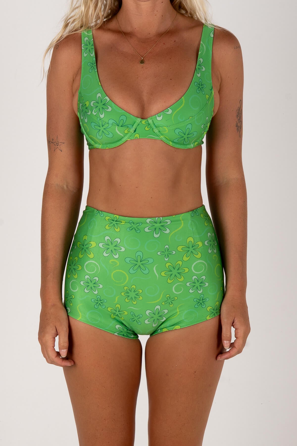Inner Relm Bang Bang Bra Cup Top Green Meadow – Women's Bikini Tops