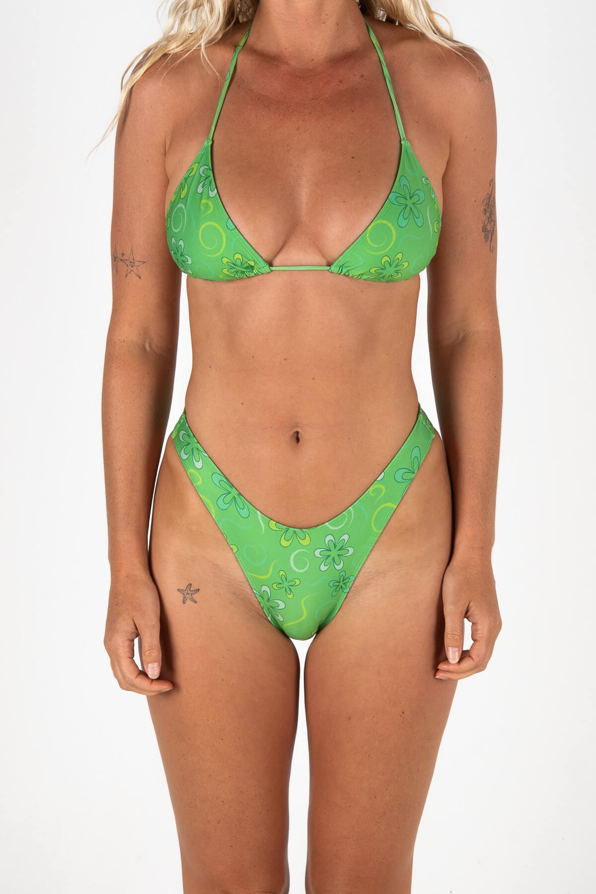 Inner Relm All Day Triangle Top Green Meadow – Women's Bikini Tops