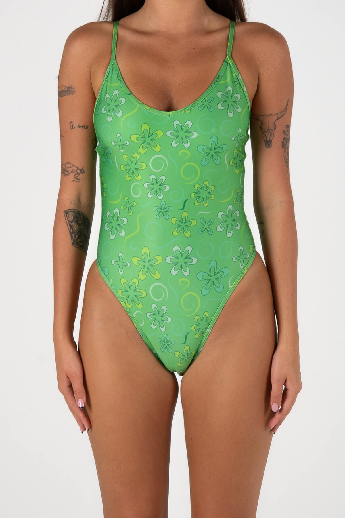 Inner Relm Poolside One Piece Green Meadow – Women's One Piece Swimsuit