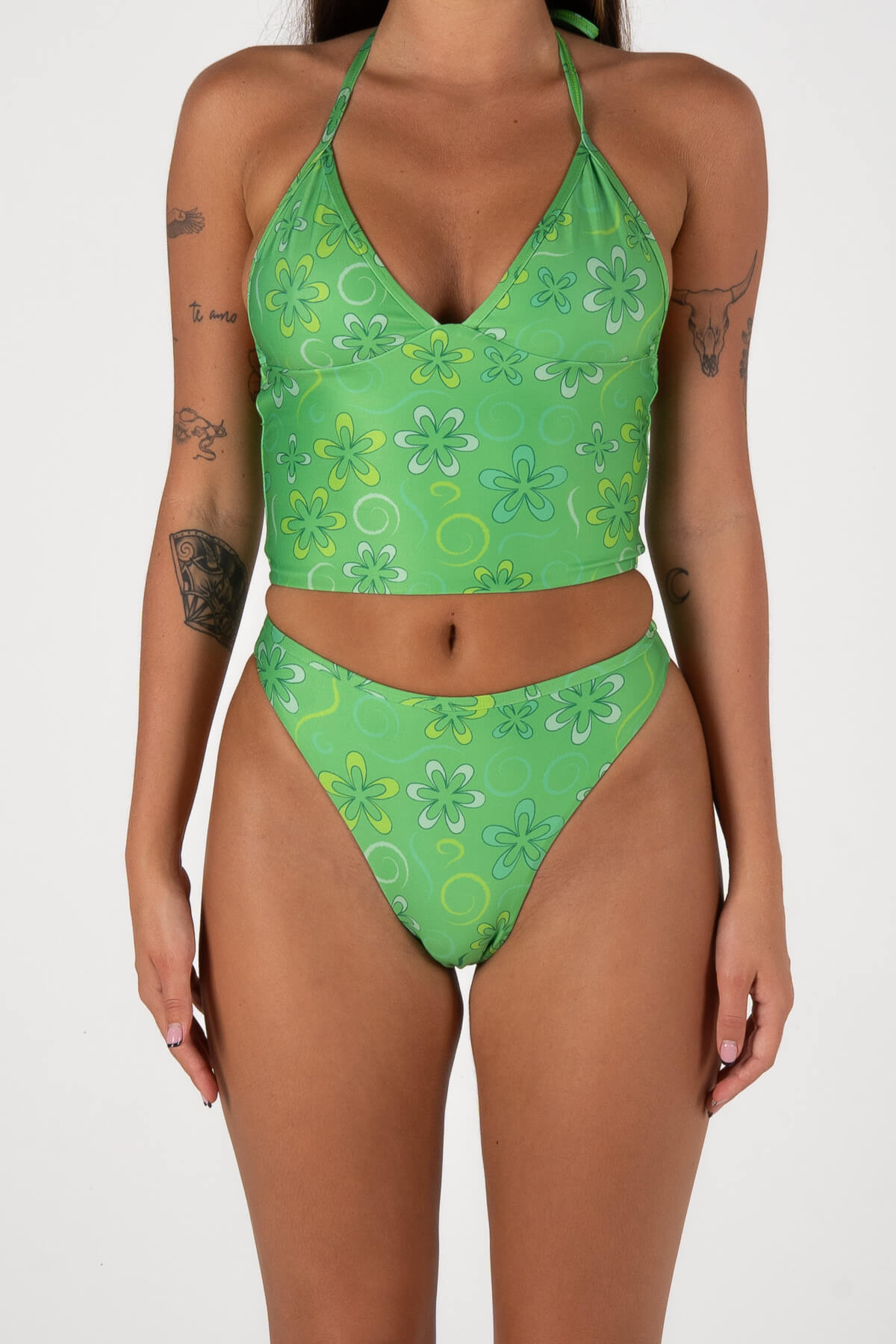 Inner Relm Smoochie Top Green Meadow – Women's Tankini Bikini Top