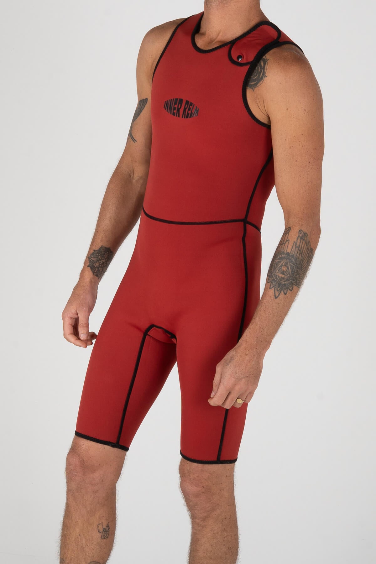 Double Tube 2in1 Short John | Black/Red