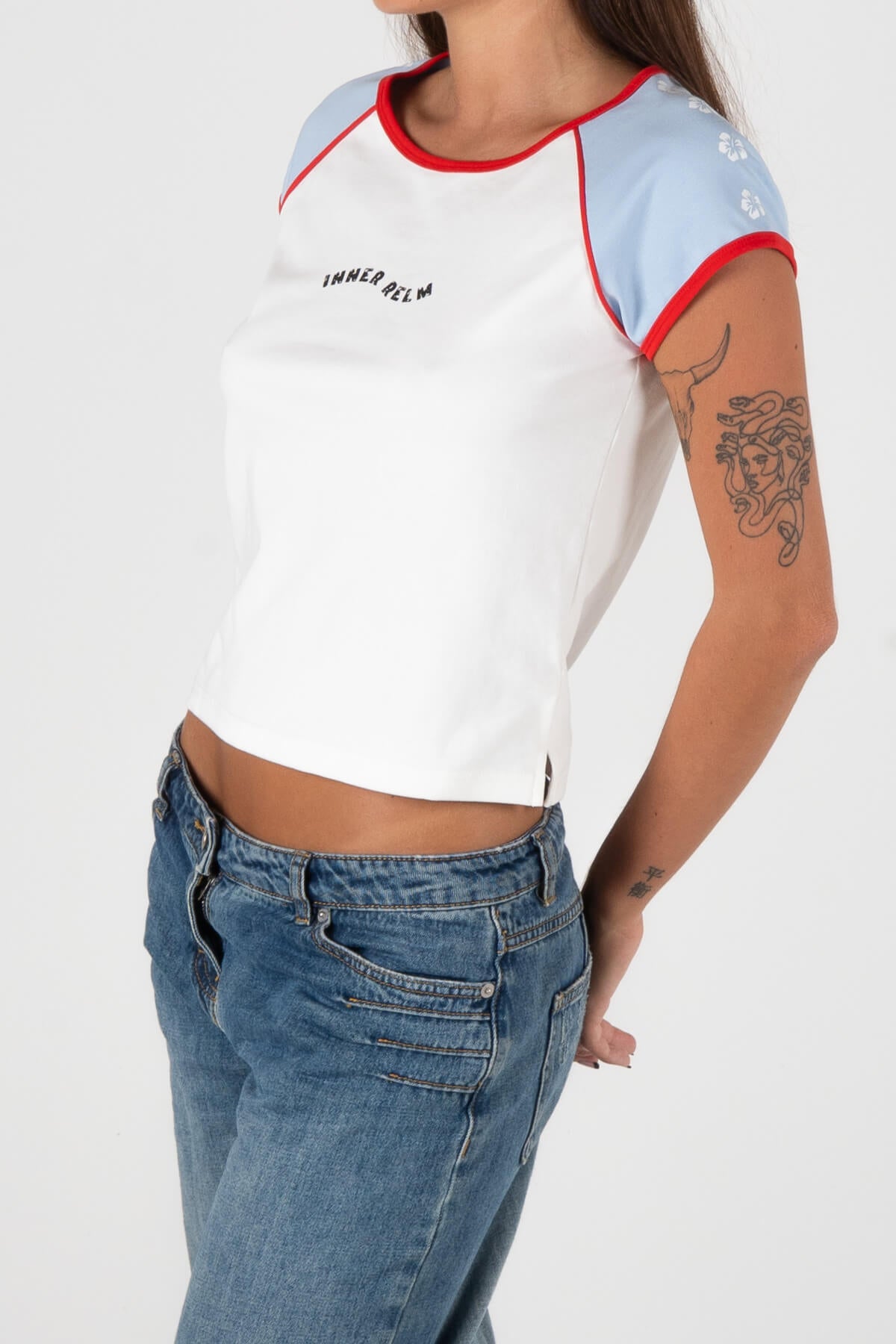 Inner Relm Wave Lover Baby Tee White in White – Apparel, view 3