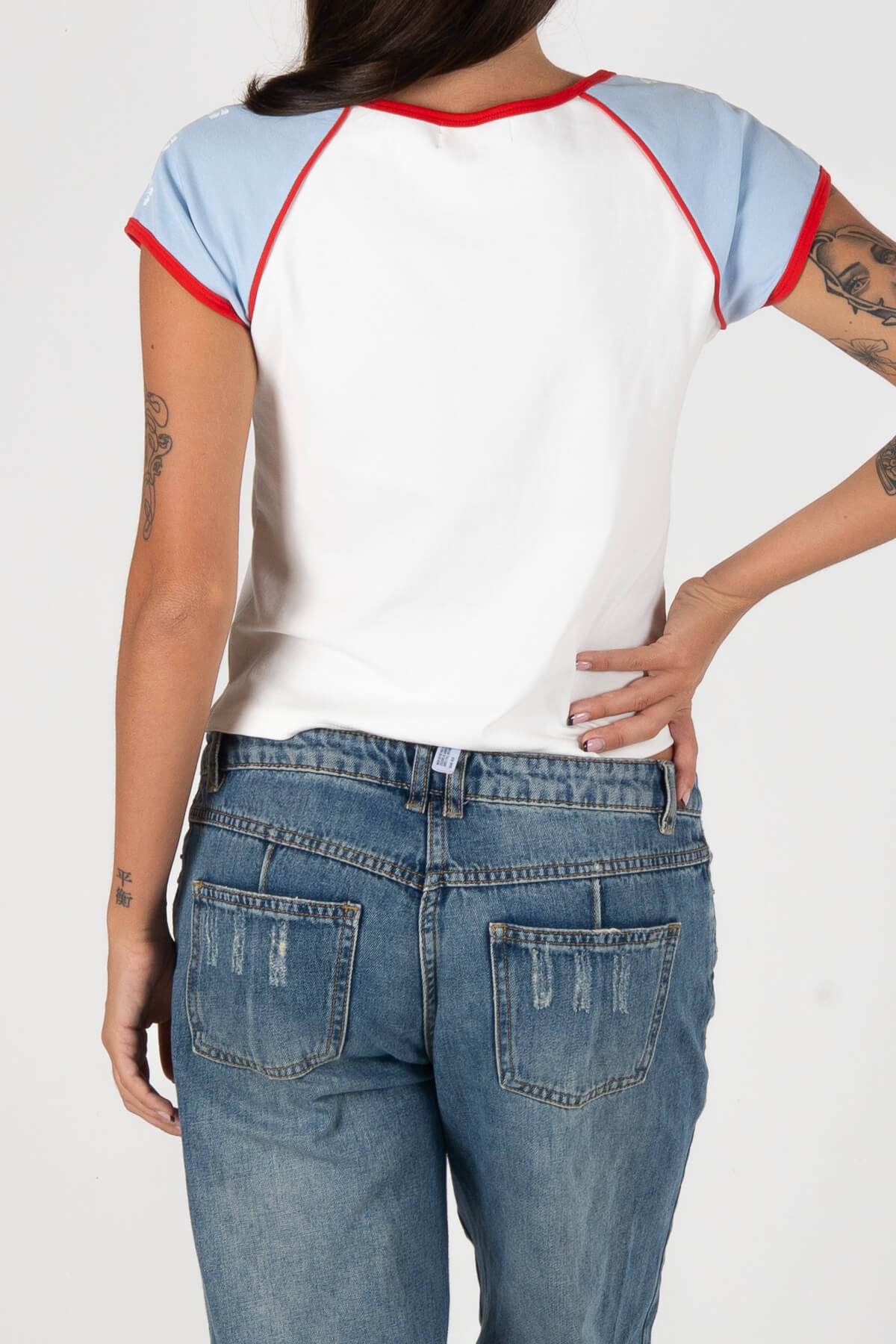 Inner Relm Wave Lover Baby Tee White in White – Apparel, view 4