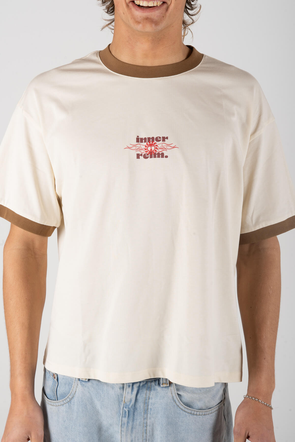 Fireplace Ringer Tee | Bone