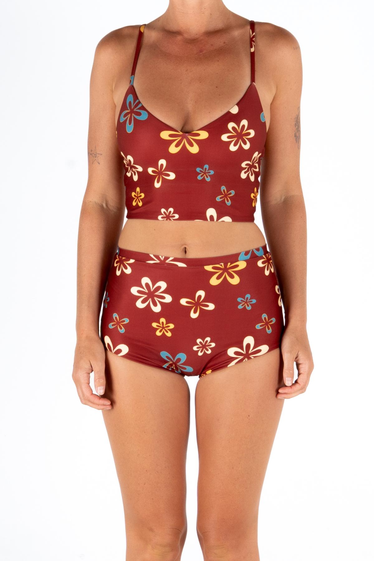 BACKBEACH TOP | MAROON FLOWER