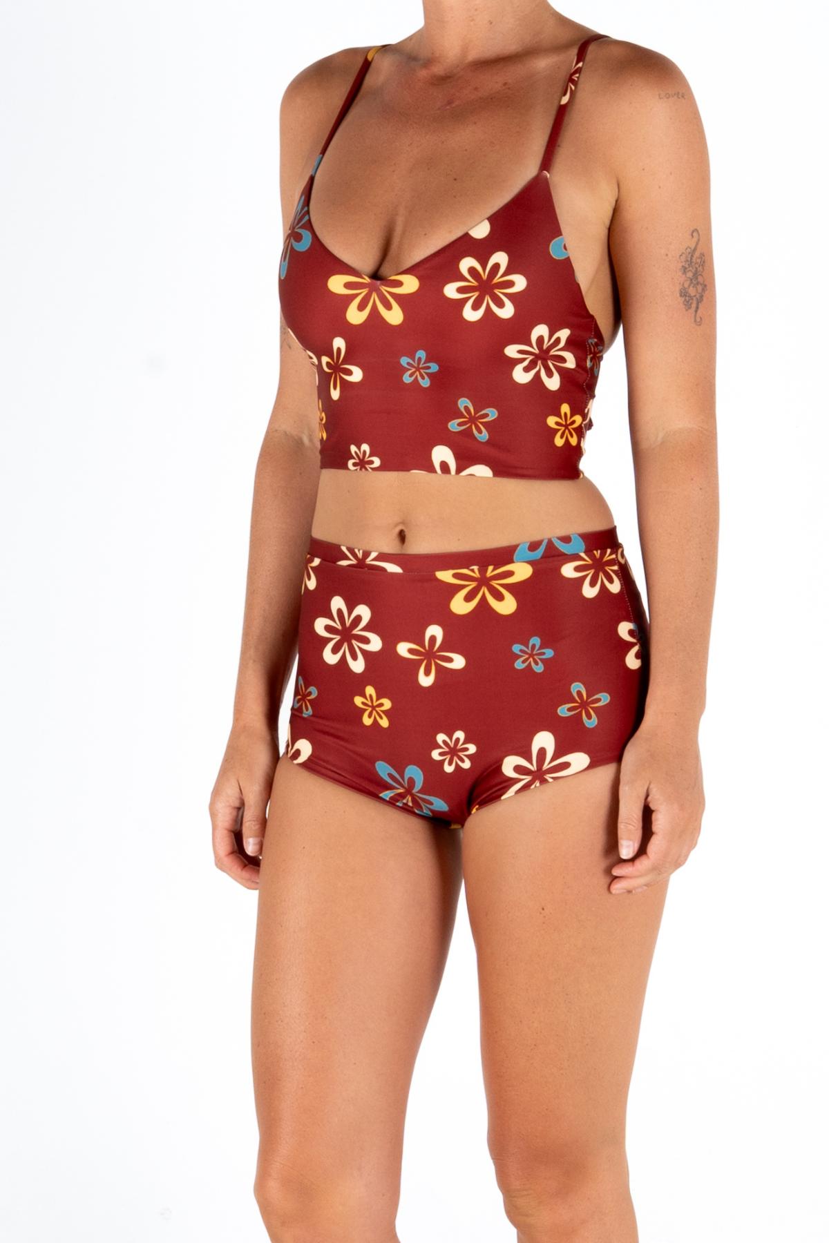 BACKBEACH TOP | MAROON FLOWER