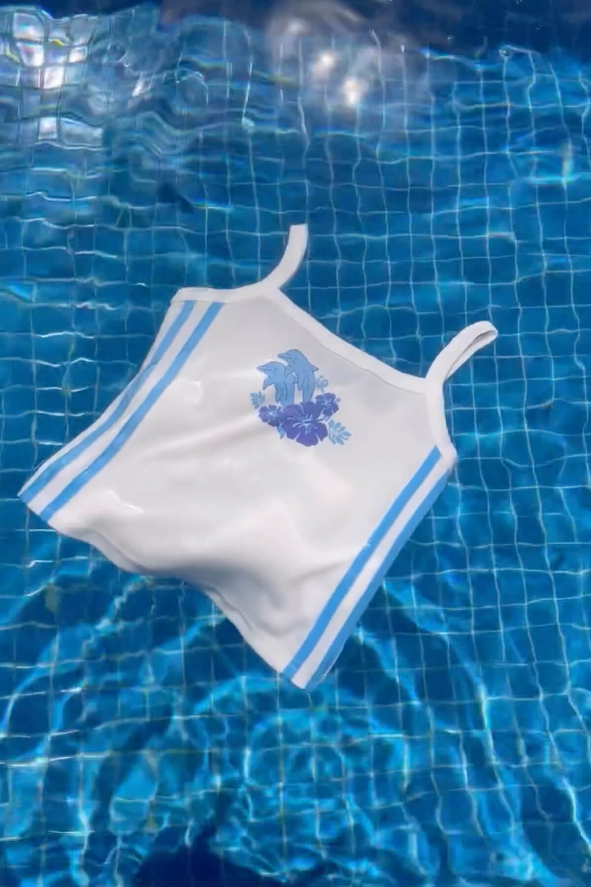 Dolphin Splash Tank Singlet | White