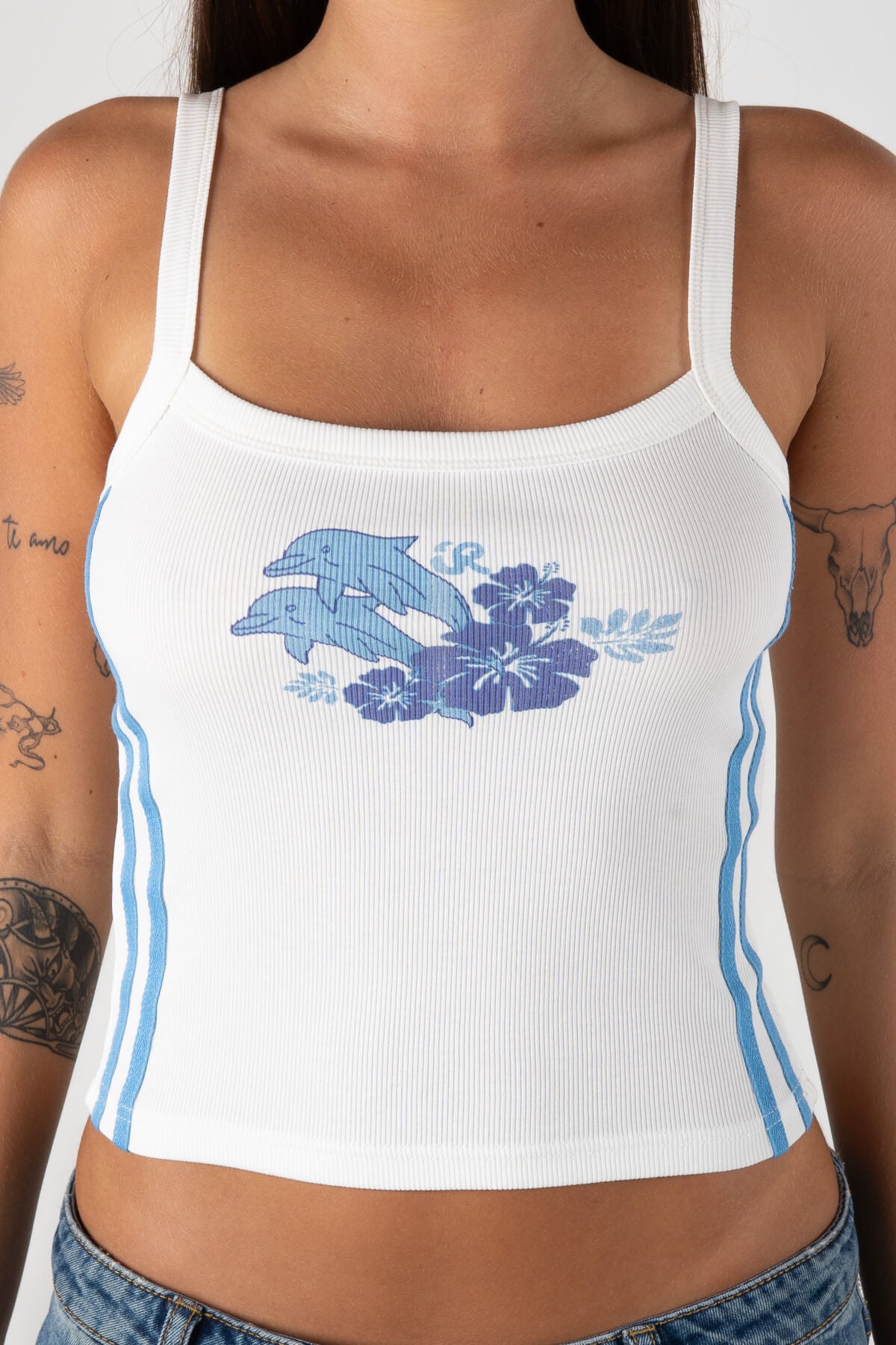 Dolphin Splash Tank Singlet | White