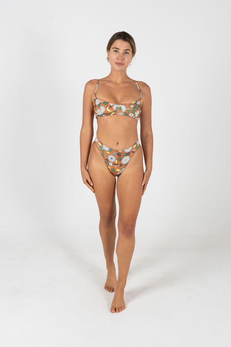 swimwear, bikini, top, ladies, mushroom, surfing, vintage, swim, recycled, sustainable, inner relm, cheeky