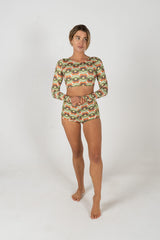 swimwear, ladies, surfing, vest, rash top, rash guard, crop, swim, recycled, sustainable, inner relm